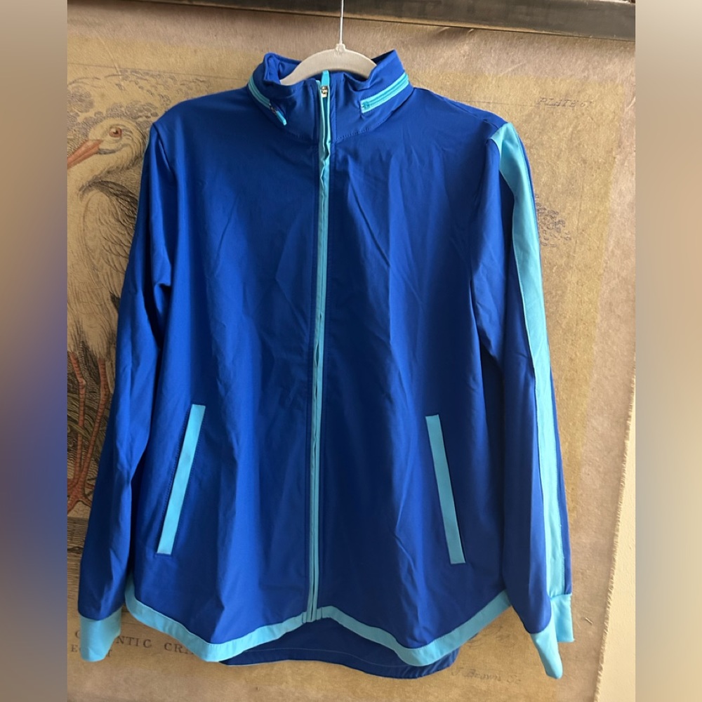 * Lands End Windbreaker Jacket Blues SZ Medium Hood *